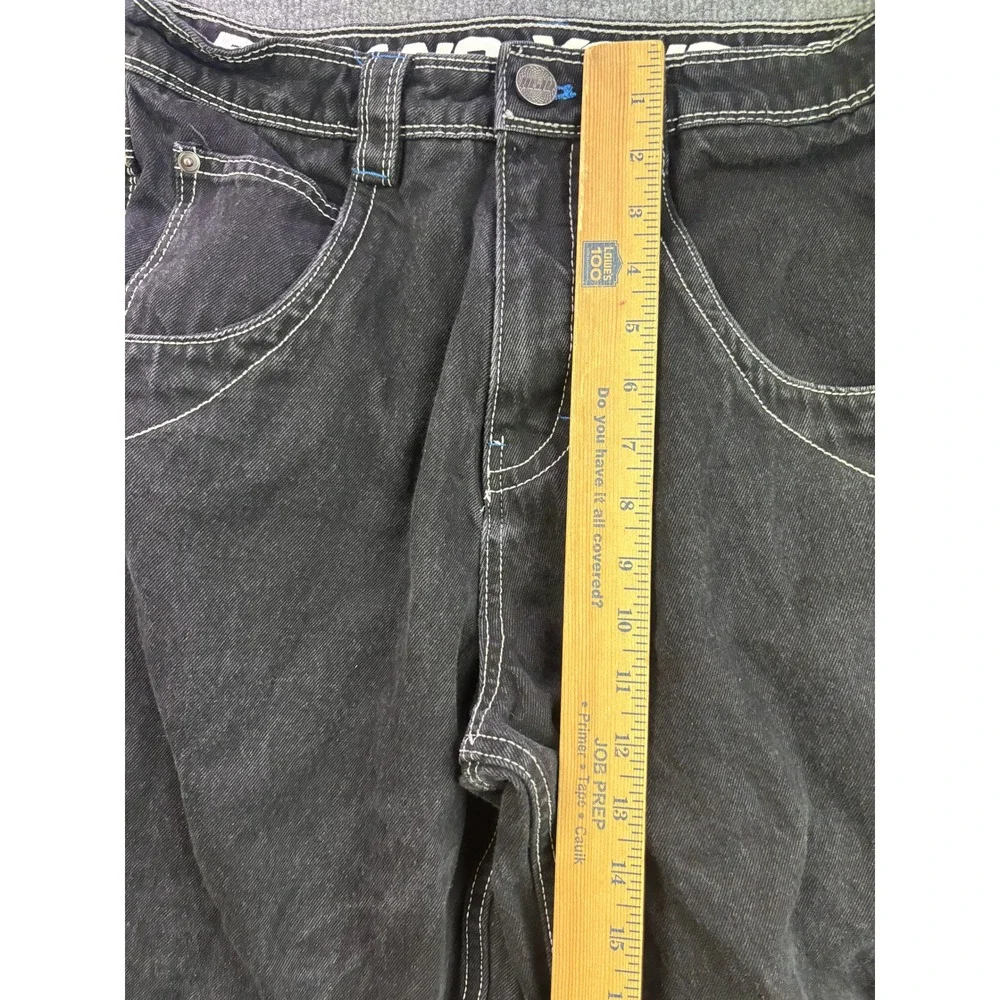 ALAB Wide Leg Skater Jeans Mens 30 Black Contrast Stitch Y2K Baggy Denim - Picture 4 of 9